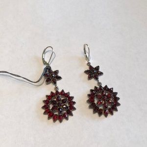 Silver and garnet drop earrings
